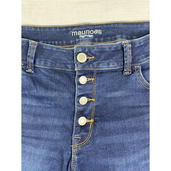 Maurices High Rise Jeans Womens 14W Dark Wash Button Fly Tapered Jegging Stretch - Picture 2 of 10